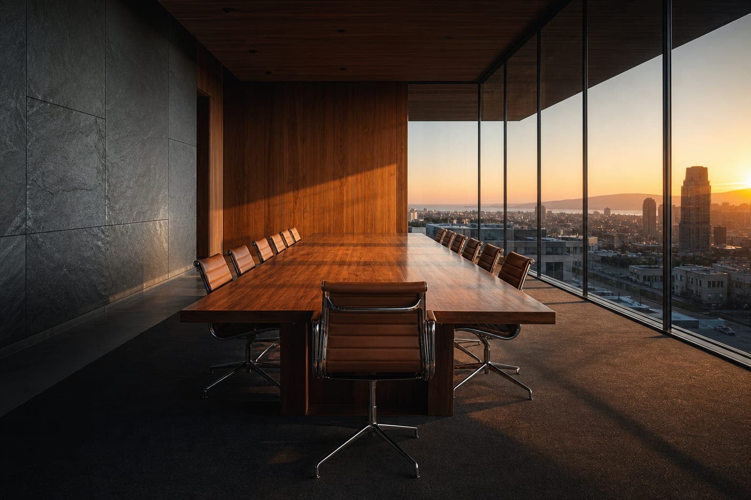 Editorial B2B composition, architectural moment, restrained palette